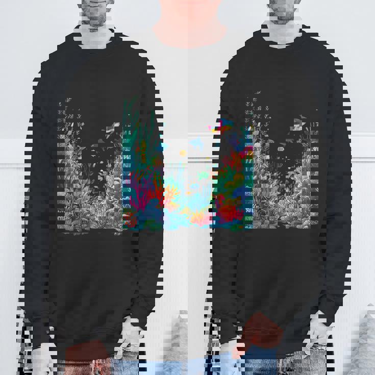 鮮やかなサンゴ礁海洋生物のシーン スウェットシャツ 高齢者への贈り物