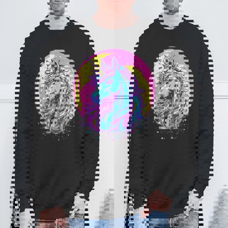 鮮やかなユニコーン マジック ファンタジー ムーンライト スウェットシャツ 高齢者への贈り物