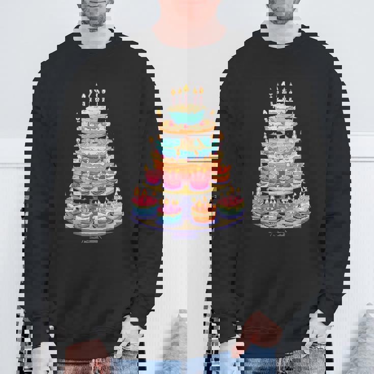 鮮やかな多層バースデーケーキ スウェットシャツ 高齢者への贈り物