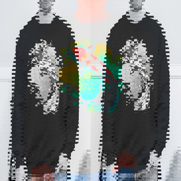 鯉 鯉 ジャパン 鯉 魚 エステ ベイパーウェーブ スウェットシャツ 高齢者への贈り物