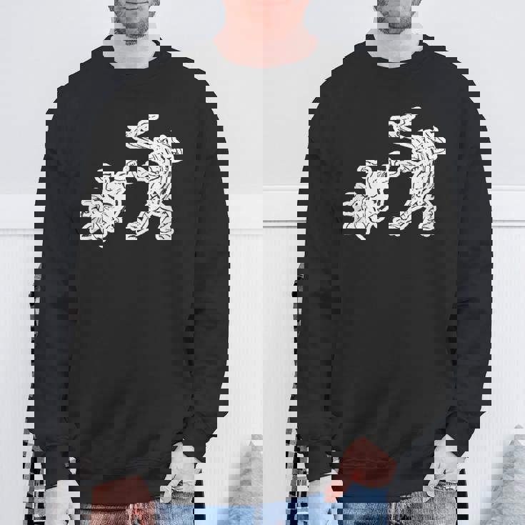 鳥獣戯画《蛙と兎・相撲》かえる うさぎ【日本・世界の名画】日本画 和柄 美術館アート スウェットシャツ 高齢者への贈り物