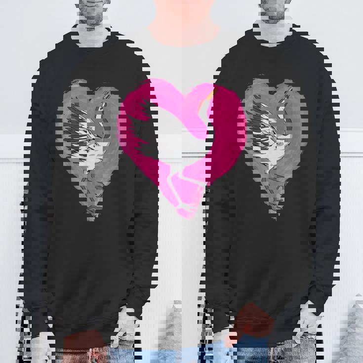 鶴 ハートデザインラブ 鶴 恋人 鶴 スウェットシャツ 高齢者への贈り物