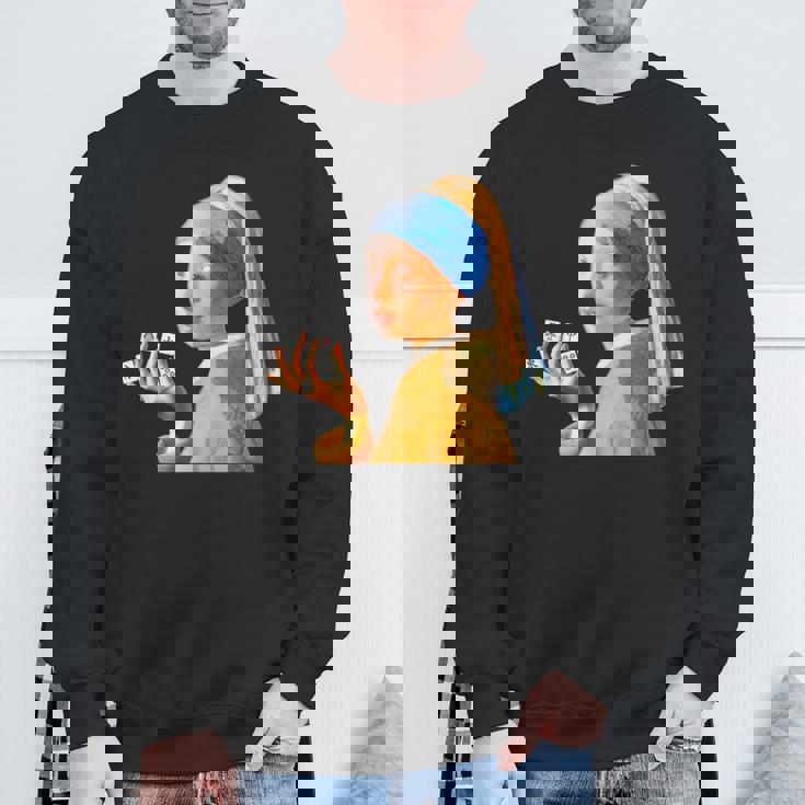 麻雀 牌 おもしろ ネタ フェルメール グッズ 服 面白いtシャツ 面白い メンズ 雀士 プレゼント おしゃれ スウェットシャツ 高齢者への贈り物