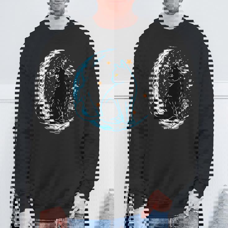 黒猫 三日月 セーラームーンフェイズ 占星術 ペット愛好家 スウェットシャツ 高齢者への贈り物