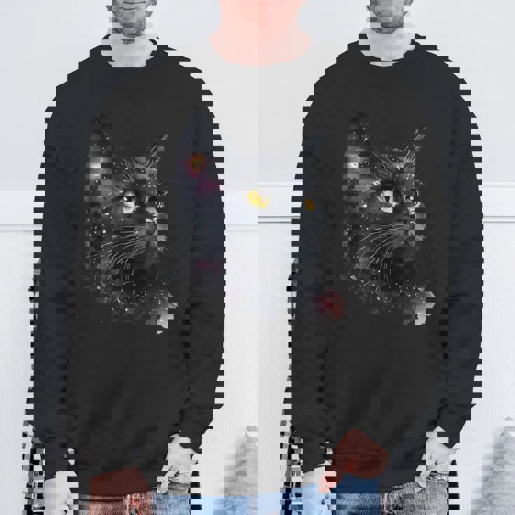 黒猫 黄色い目 猫の顔 子猫愛好家 スウェットシャツ 高齢者への贈り物