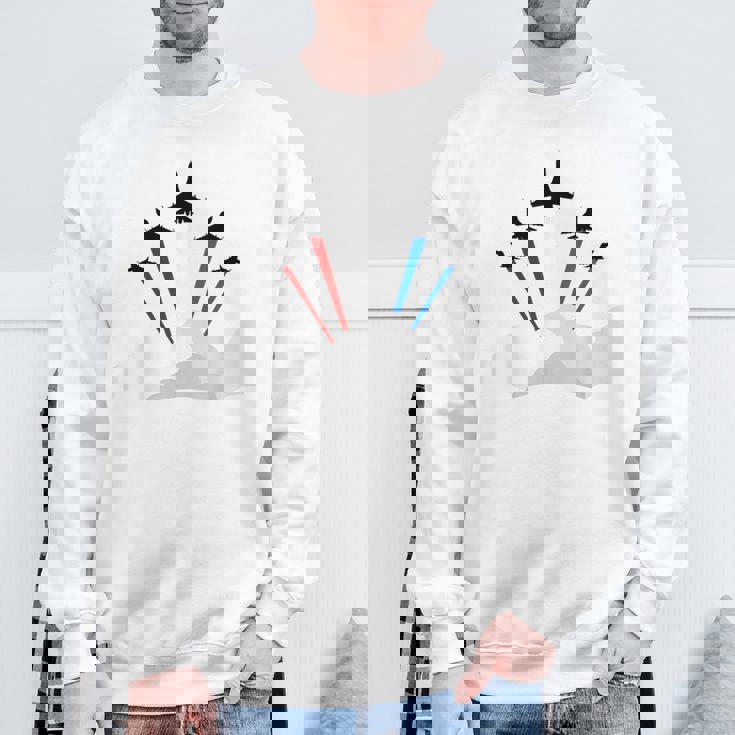 7月4日アメリカ独立記念日戦闘機ジェットクールグラフィック スウェットシャツ 高齢者への贈り物