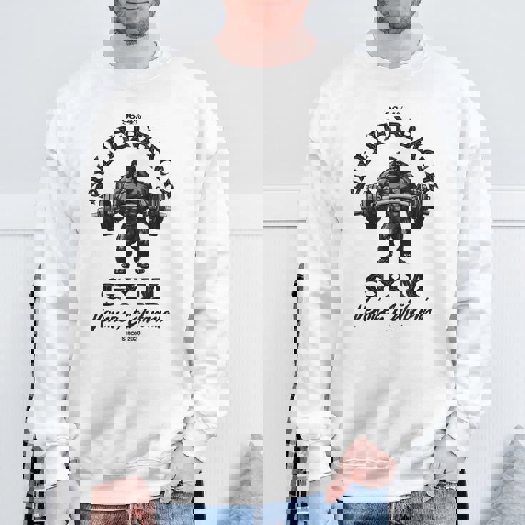 964シルバーバックゴリラ、ジムアパレル、ボディビルディング、類人猿。 スウェットシャツ 高齢者への贈り物