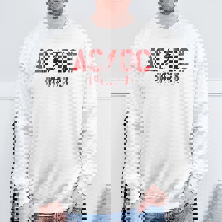 AcDcロックミュージックバンドpwrupフォトロゴ。 スウェットシャツ 高齢者への贈り物