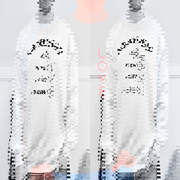 All You Need Is Love 数学グラフ方程式 黒文字 スウェットシャツ 高齢者への贈り物