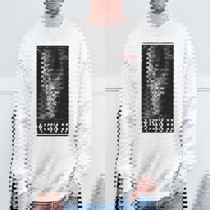 Backprint 野生の犬ピットブルテリアのポートレートブルドッグのバックプリントピットブル スウェットシャツ 高齢者への贈り物