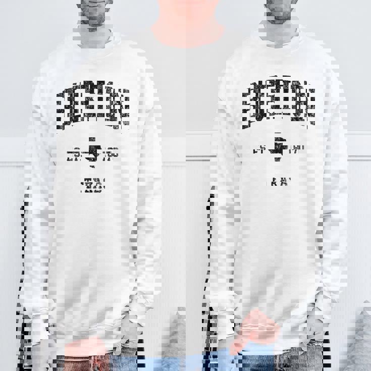 Burton Texas Tx ビンテージ アスレチック ブラックスポーツデザイン スウェットシャツ 高齢者への贈り物