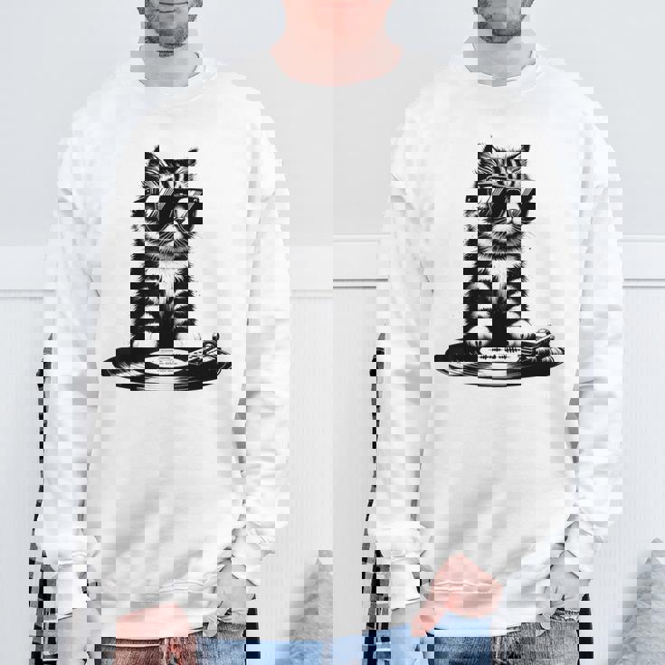 Cool Dj Cat ビニールレコード愛好家 スウェットシャツ 高齢者への贈り物