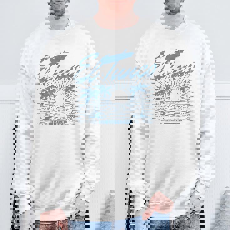 El Tunco エルサルバドル ヴィンテージ アンティーク調 ヤシの木 サーフ スウェットシャツ 高齢者への贈り物