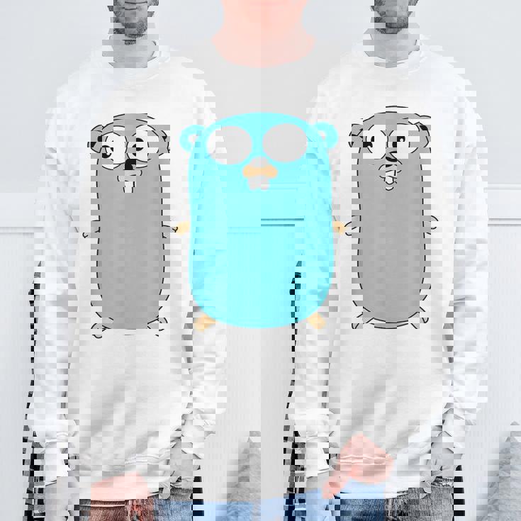 Go Golang プログラミング言語ロゴ マスコットゴファー スウェットシャツ 高齢者への贈り物