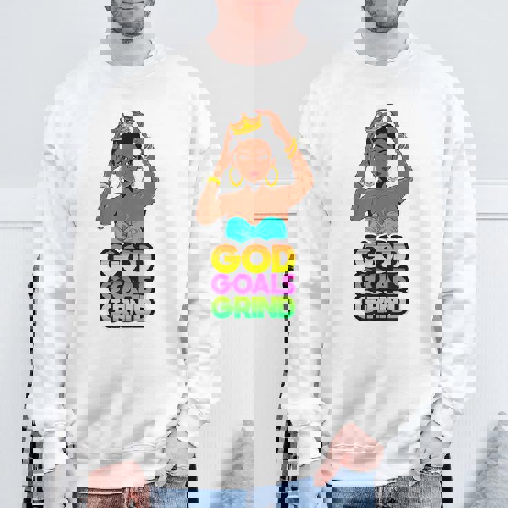 God Goals グラインドメラニン クリスチャン 楽しい ブラック クイーン ガールズ スウェットシャツ 高齢者への贈り物