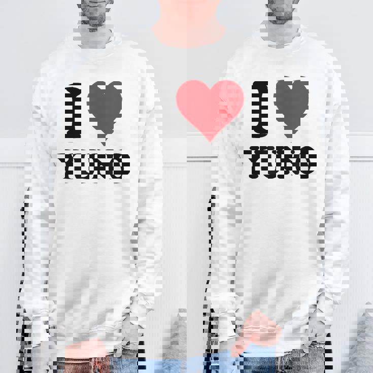 I Heart Yuno ファーストネーム I Love パーソナライズ スウェットシャツ 高齢者への贈り物