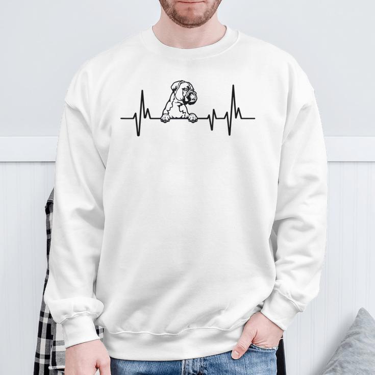 Heartbeat Herzschlag Hunde Hund Boxer Sweatshirt Geschenke für alte Männer