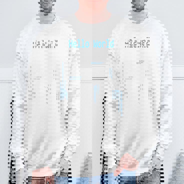 Hello World プログラマープログラミング言語コード 長袖tシャツ スウェットシャツ 高齢者への贈り物