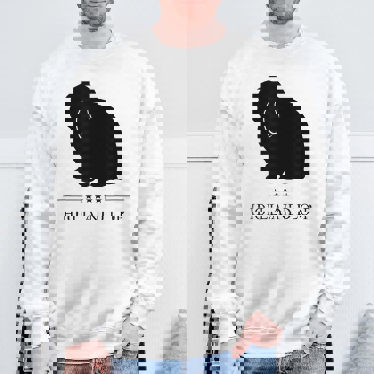 Holland Lop Rabbitブラックシルエット スウェットシャツ 高齢者への贈り物