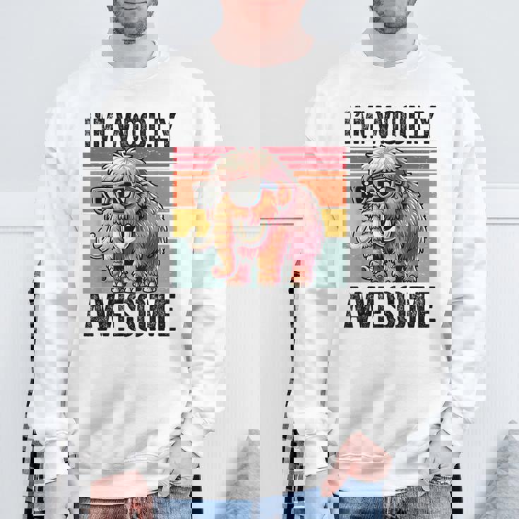 I'm Woolly Awesome 面白い レトロ メンズ レディース キッズ ウーリーマンモス スウェットシャツ 高齢者への贈り物