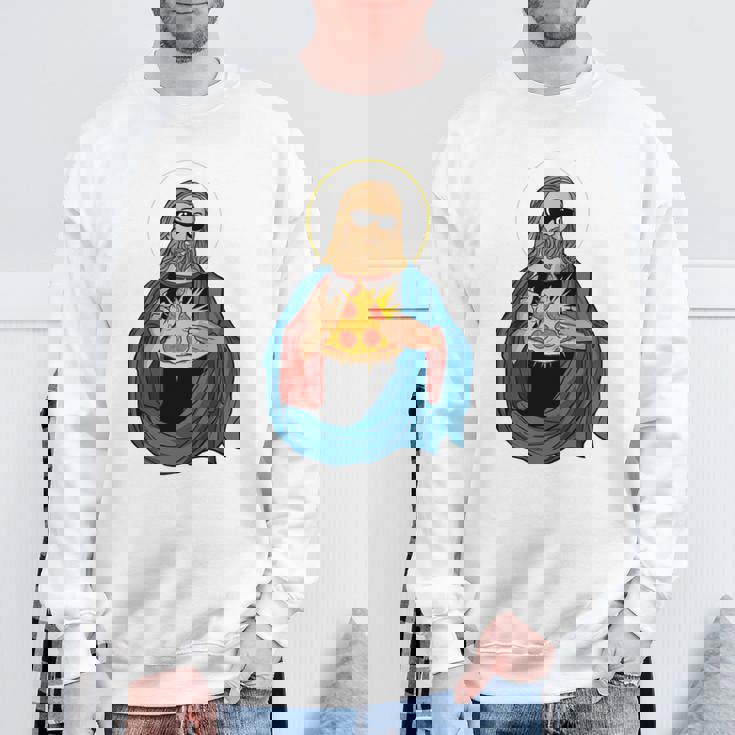 Jesus Holding A Pizza 長袖tシャツ スウェットシャツ 高齢者への贈り物
