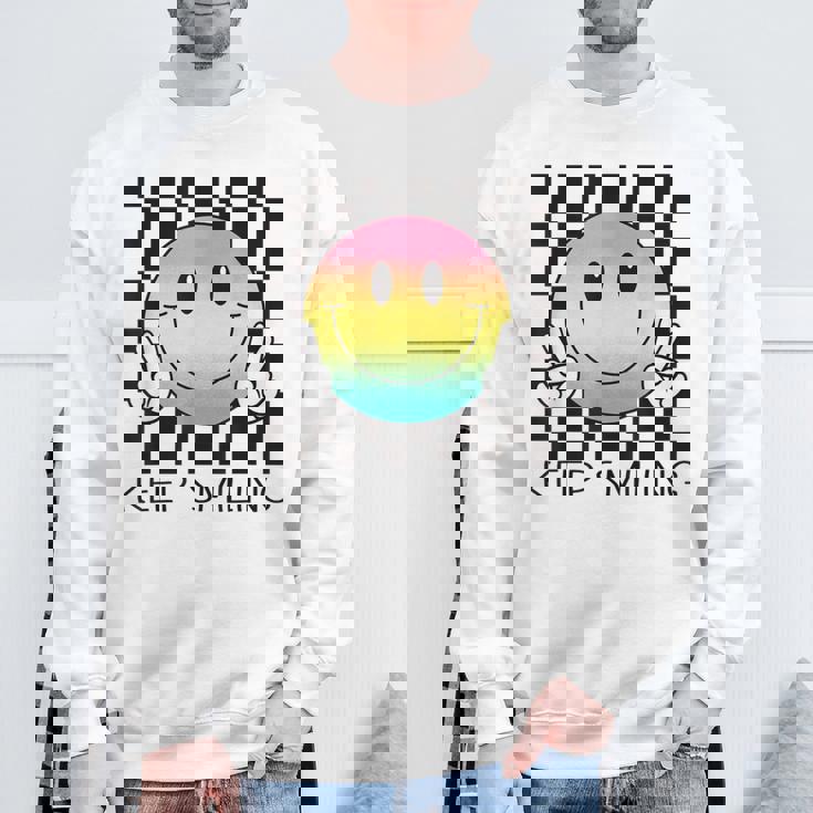 Keepmiling キュート 面白い ハッピー 平和 笑顔 ポジティブ スウェットシャツ 高齢者への贈り物