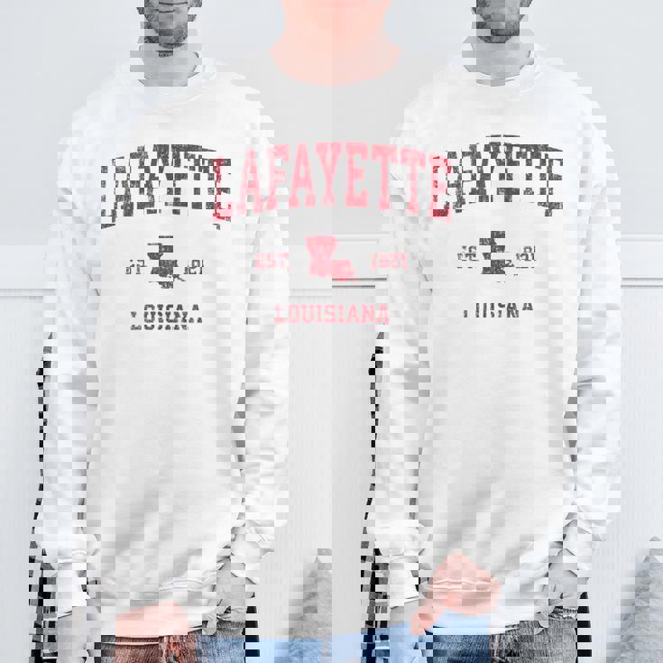 Lafayette ルイジアナ Laビンテージスポーツデザイン レッドプリント スウェットシャツ 高齢者への贈り物