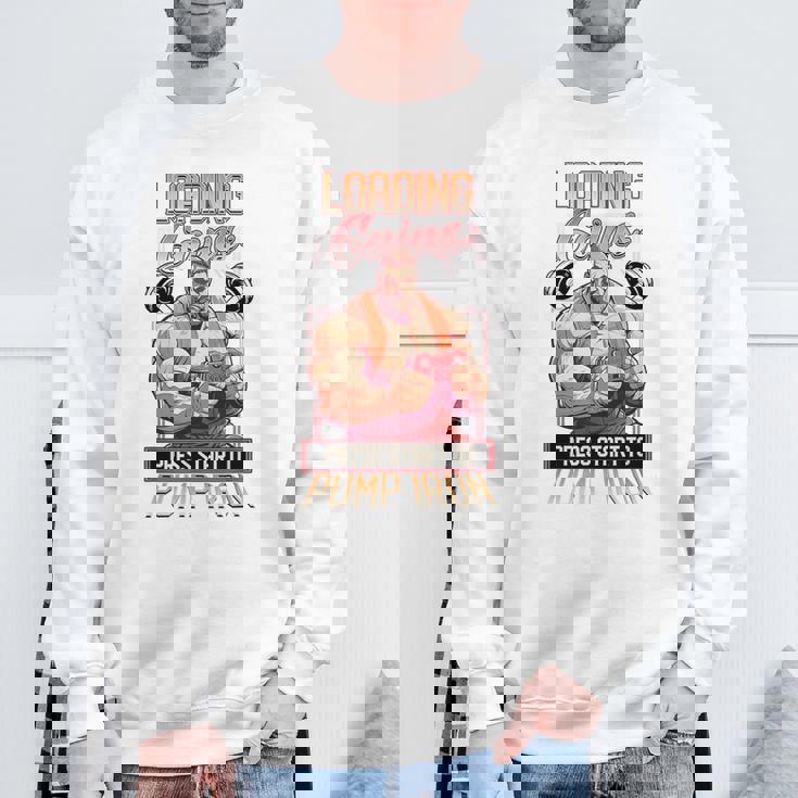 Loading Gains プレススタートからポンプ鉄ボディビルディング スウェットシャツ 高齢者への贈り物