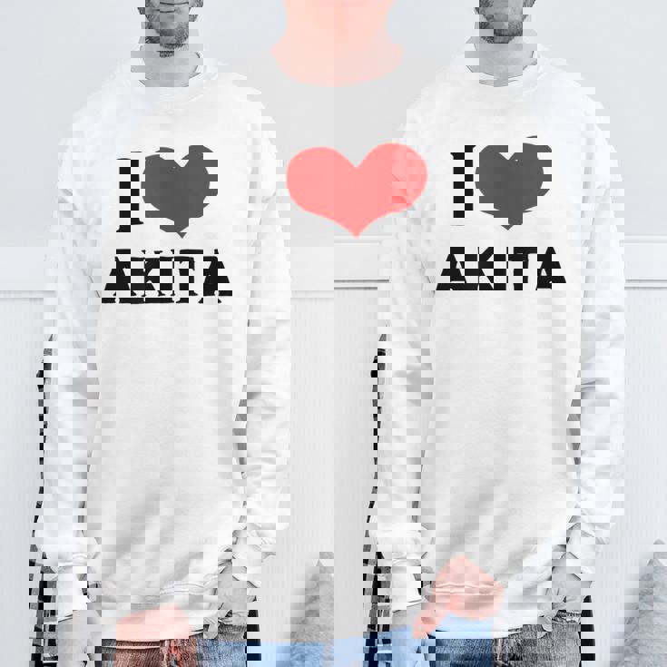 I Love Akita 愛 ハート 秋田 秋田県 日本 お土産 かわいい おしゃれ スウェットシャツ 高齢者への贈り物