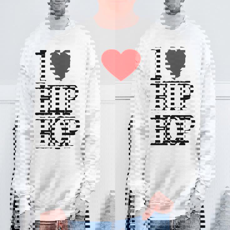 I Love Hip Hop ハート ラップ&ヒップホップファン スウェットシャツ 高齢者への贈り物