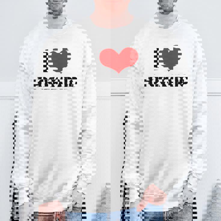 I Love Hokkaido 愛 ハート 北海道 日本 お土産 かわいい おしゃれ スウェットシャツ 高齢者への贈り物