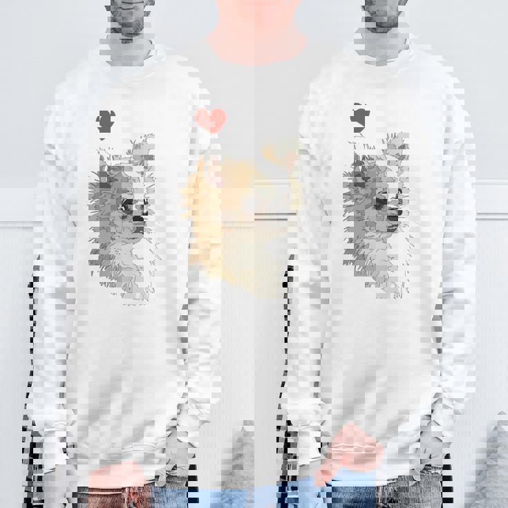 I Love Japan And Chihuahua 長髪 ちわわ ロングヘアママ 長袖tシャツ スウェットシャツ 高齢者への贈り物