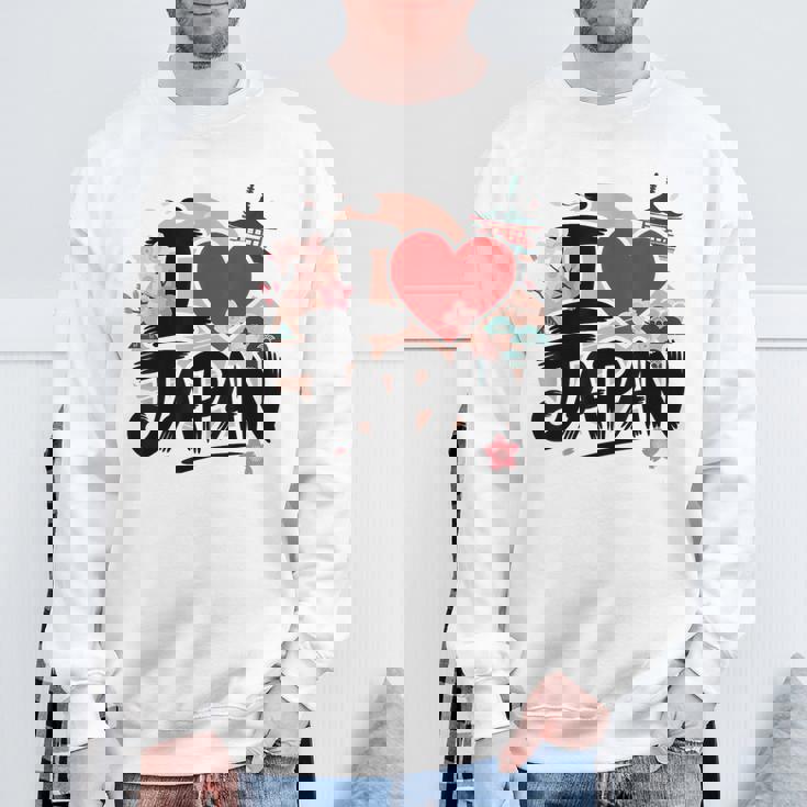 I Love Japan 桜 桜 日本の富士山 寺院 スウェットシャツ 高齢者への贈り物