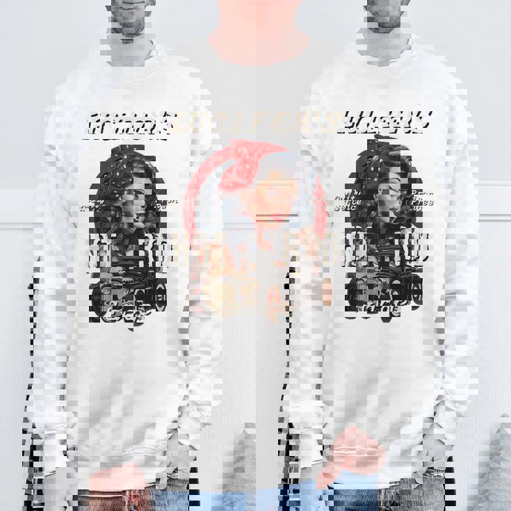 Lucifer's スーパーホットロッド ピンナップガール ロカビリー ガレージ レトロ スウェットシャツ 高齢者への贈り物