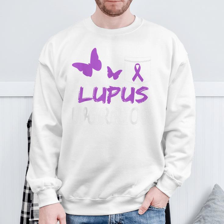 Lupus Warrior パープルバタフライ&リボン ポケット付き スウェットシャツ 高齢者への贈り物