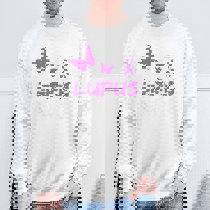 Lupus Warrior パープルバタフライ&リボン ポケット付き スウェットシャツ 高齢者への贈り物