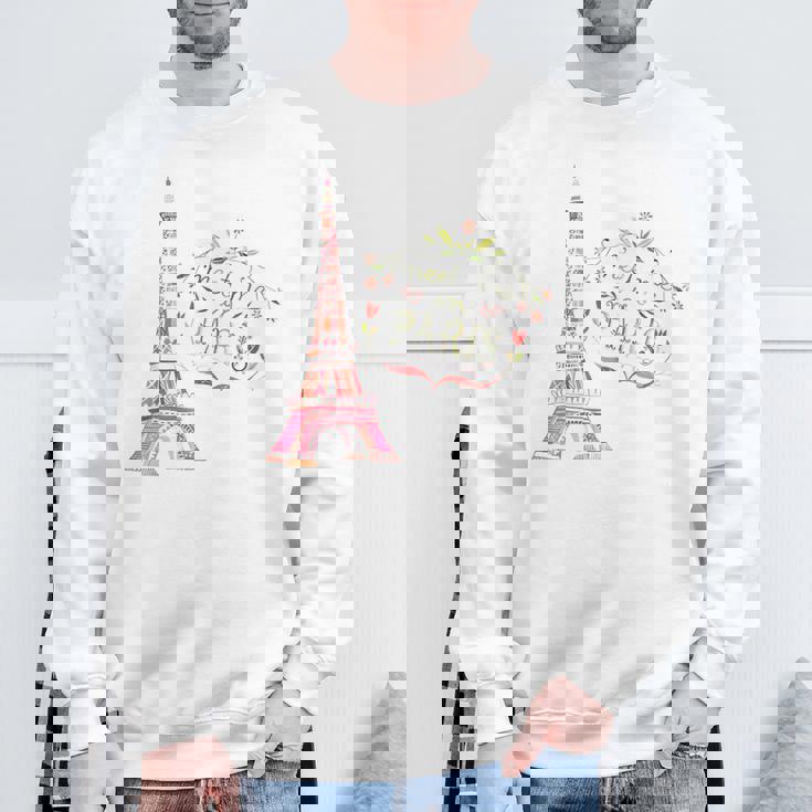 Meet Me In Paris 水彩プリントtシャツ エッフェル塔 スウェットシャツ 高齢者への贈り物