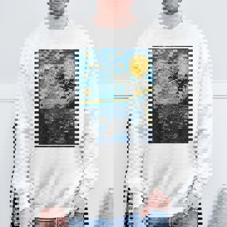 Mothman Cryptid Cryptozoology 星月夜 ゴッホ絵画 スウェットシャツ 高齢者への贈り物