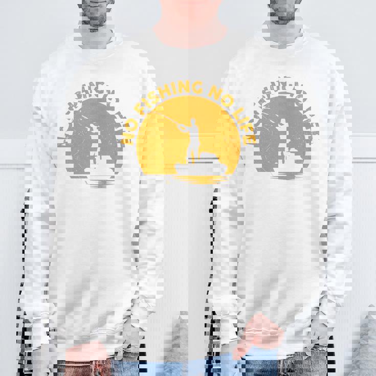 No Fishing No Life 釣り フィッシング ロゴ プリント 長袖tシャツ スウェットシャツ 高齢者への贈り物