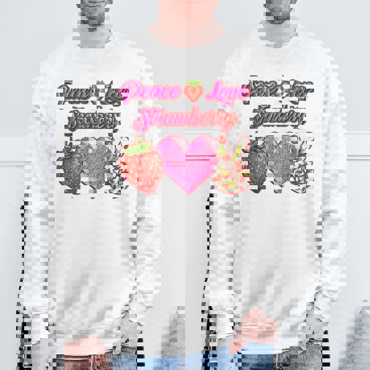 Peace Love イチゴ好き 果物食主義者 果実 果実 果実 スウェットシャツ 高齢者への贈り物