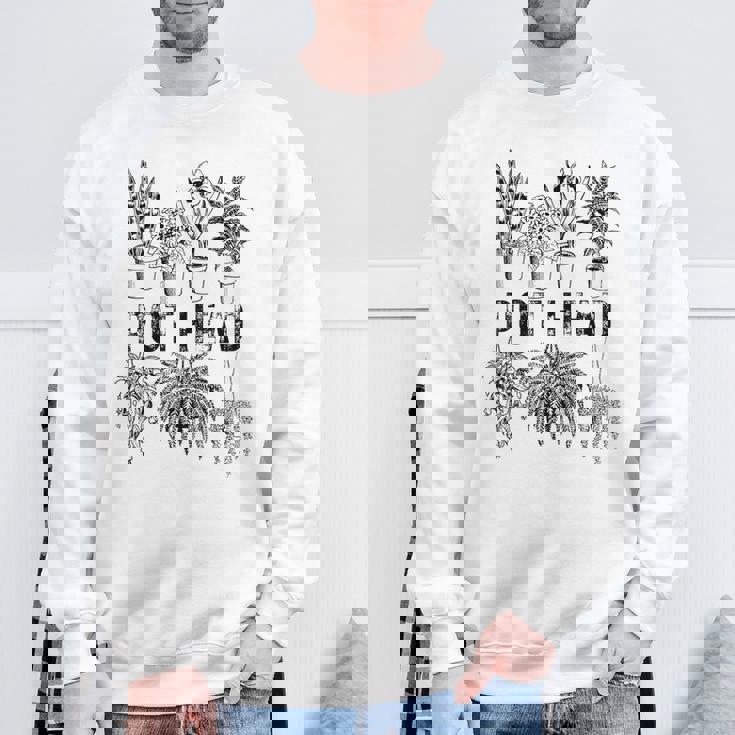 Pot Head 観葉植物 庭師 面白い 観葉植物 スウェットシャツ 高齢者への贈り物