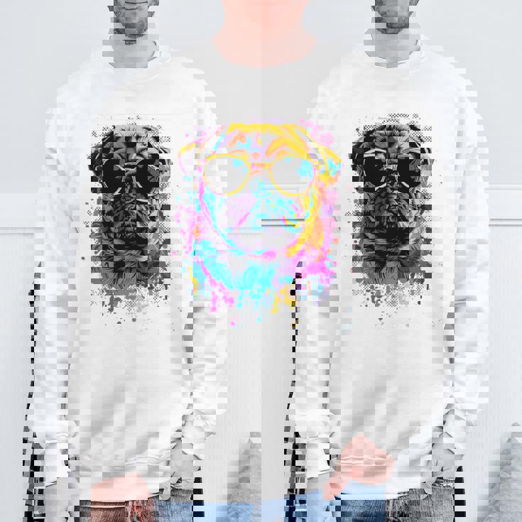 Pug Dog Lovers カラフル ポップアート パグ 長袖tシャツ スウェットシャツ 高齢者への贈り物