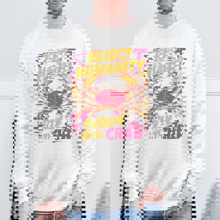 Reject Humanity Evolve To Crab ファニーカニ 長袖tシャツ スウェットシャツ 高齢者への贈り物