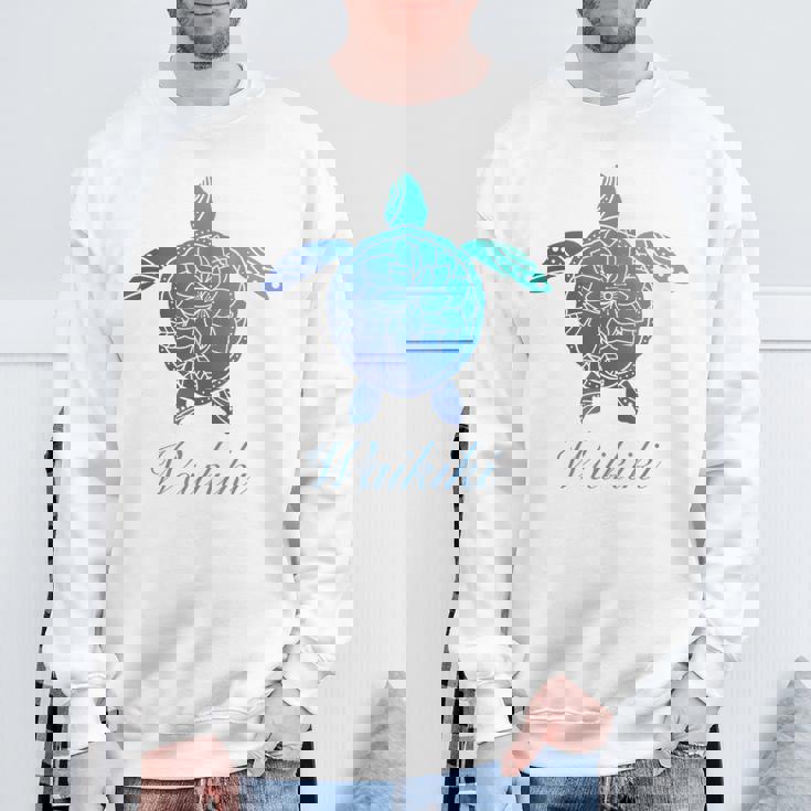 Save The Hawaiiea Turtles ハワイアンブルー トライバルタートルホヌ スウェットシャツ 高齢者への贈り物