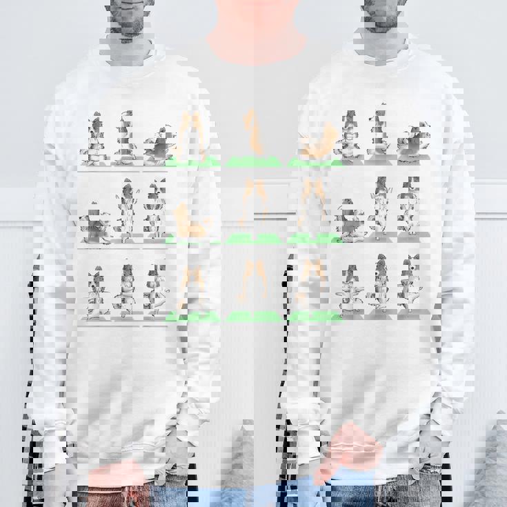 Shetland シープドッグ シェルティ 犬 ヨガ ポーズ ワークアウト エクササイズ スウェットシャツ 高齢者への贈り物