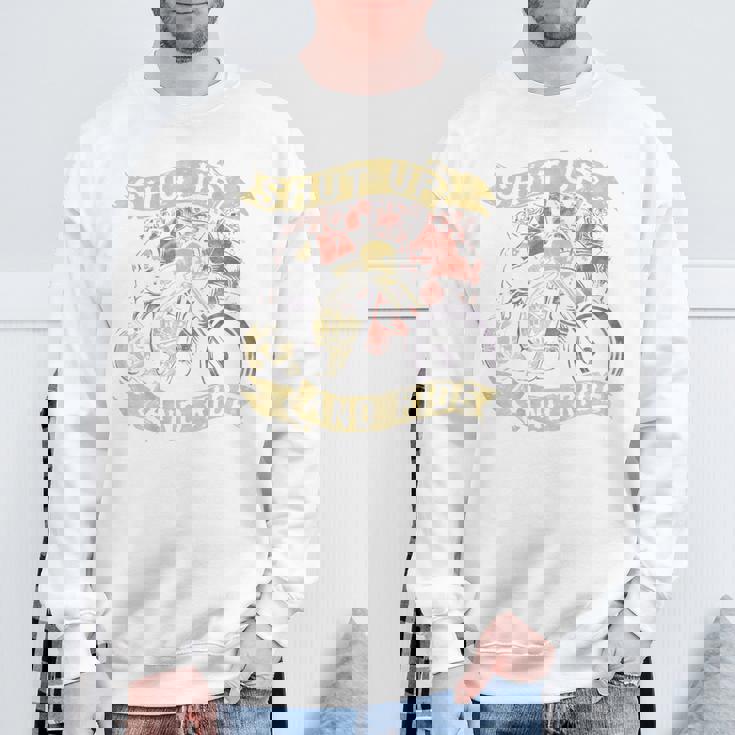 Shut Up And Ride スカルバイクシャツ バイカー グリムリーパー スウェットシャツ 高齢者への贈り物