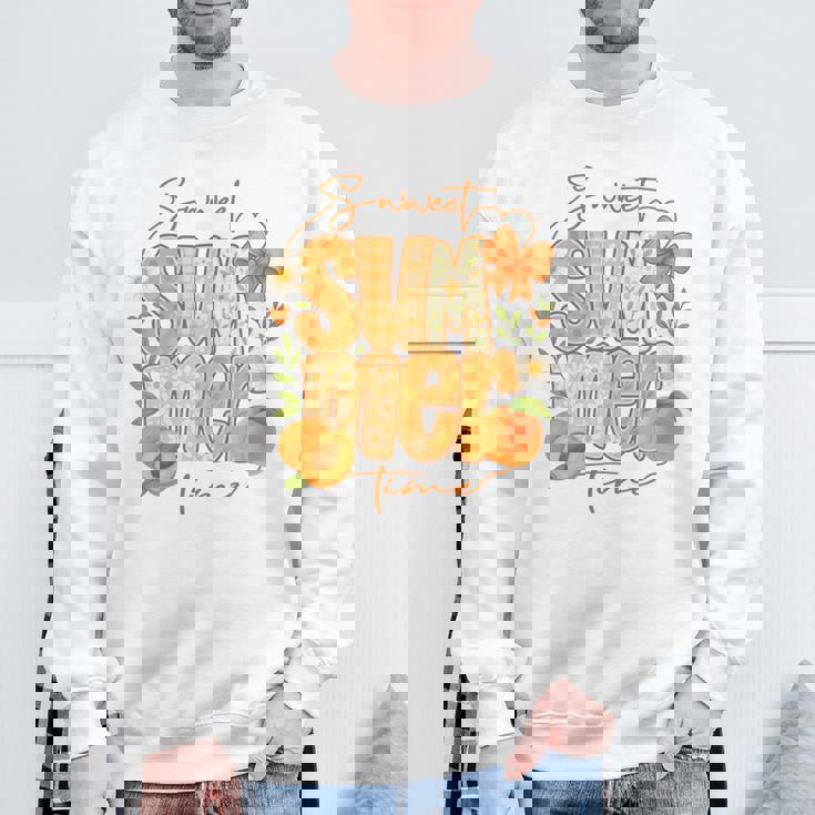 Sweetummer Time 鮮やかなフローラルピーチ 長袖tシャツ スウェットシャツ 高齢者への贈り物