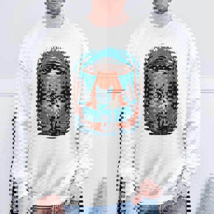 Ufo 猫誘拐 星空の下で スウェットシャツ 高齢者への贈り物