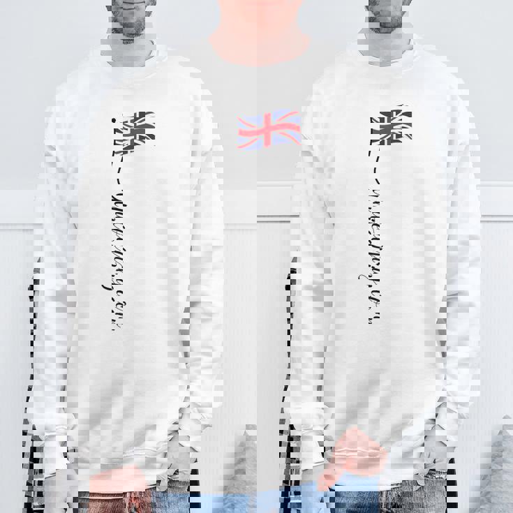 Uk United Kingdomignature ユニオンジャックフラッグポール背面に スウェットシャツ 高齢者への贈り物