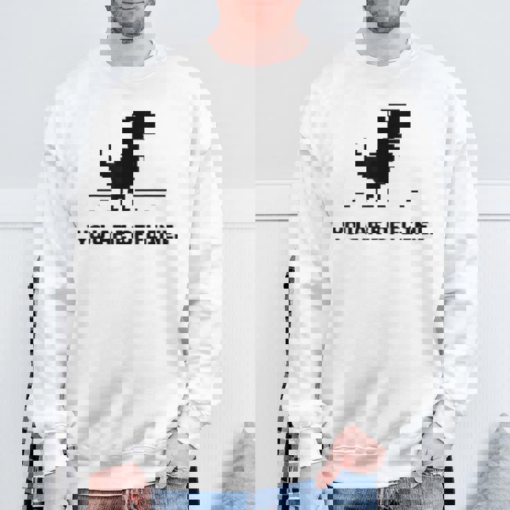 You Are Offline T-Rex 恐竜のラン ピクセルアート 恐竜ゲーム スウェットシャツ 高齢者への贈り物